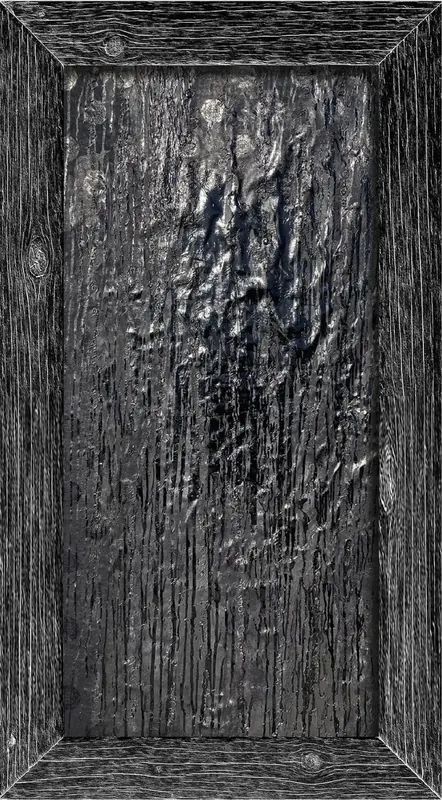 Black, 2025. Mongolian silk, paper, texture paste, enamel, acrylic, bituminous lacquer